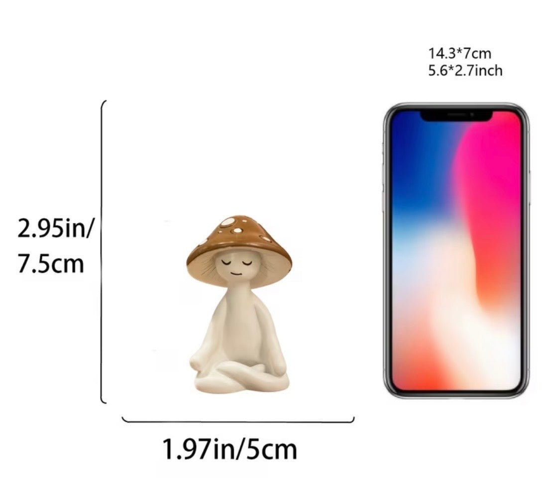Meditation Mushroom Resin Statue