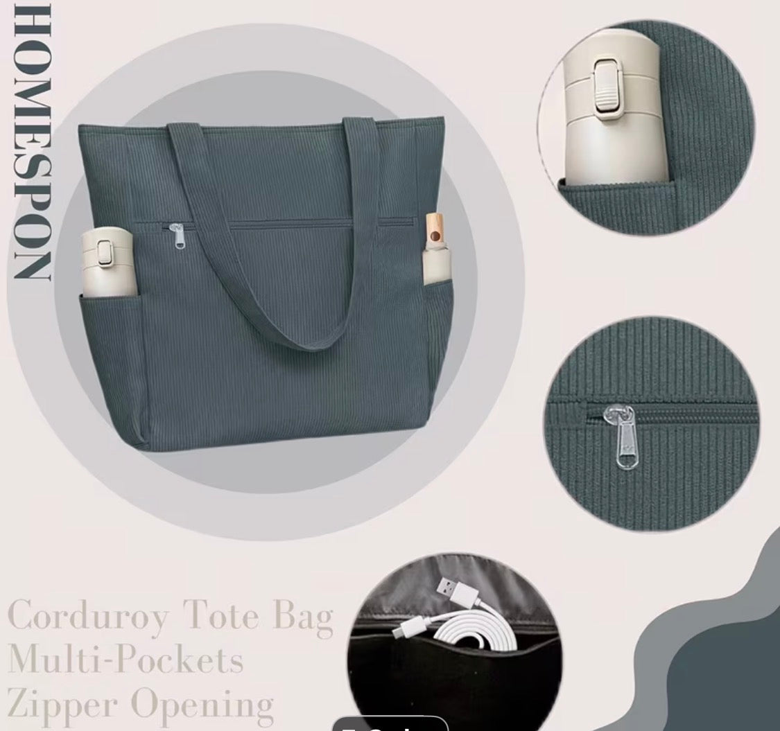WOMEN'S CORDUROY TOTE BAG