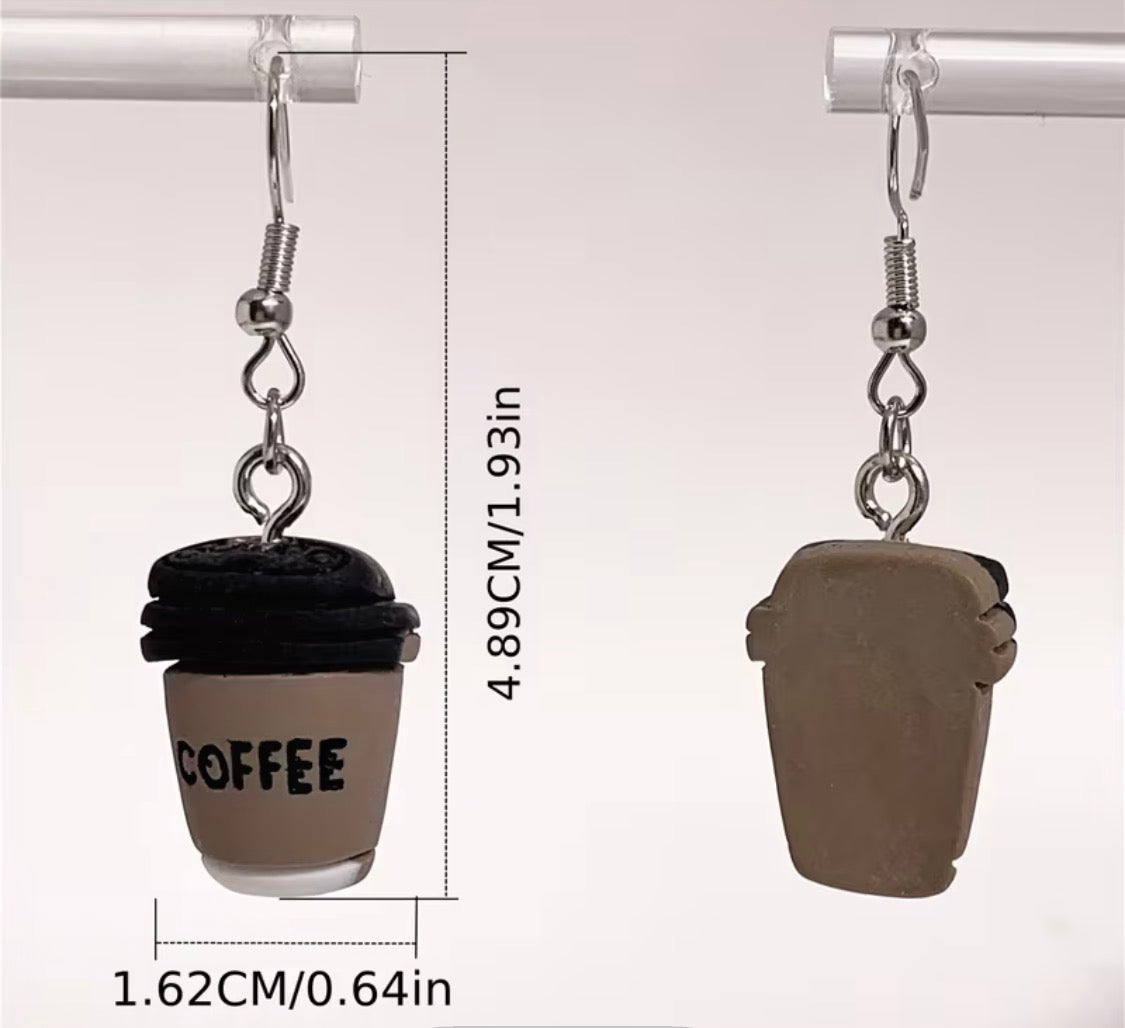 Pair Fashion Coffee Cup Shaped Acrylic Earrings