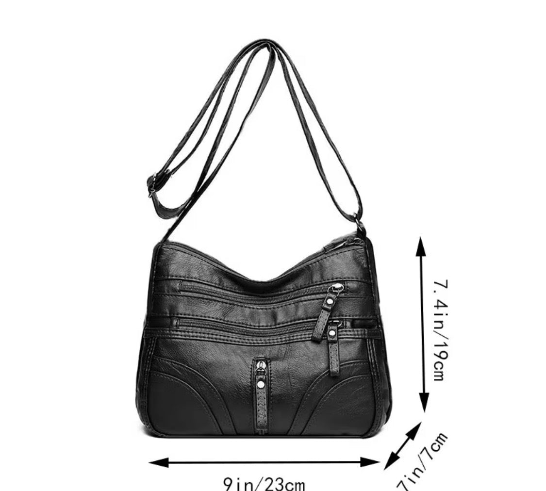 Red Vintage PU Crossbody Bag , Multi-Layer, Women's Fashion Handbag Purse for Daily