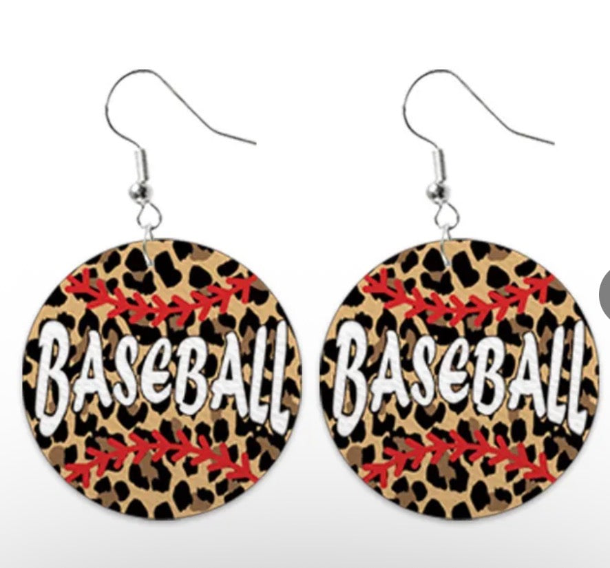 ROUND LEOPARD BASEBALL EARRING