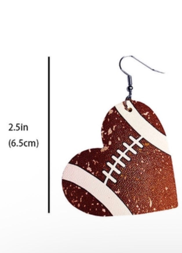 HEART SHAPED FOOTBALL EARRINGS