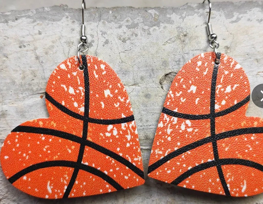 HEART SHAPED BASKETBALL EARRINGS