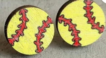 SOFTBALL STUD EARRINGS