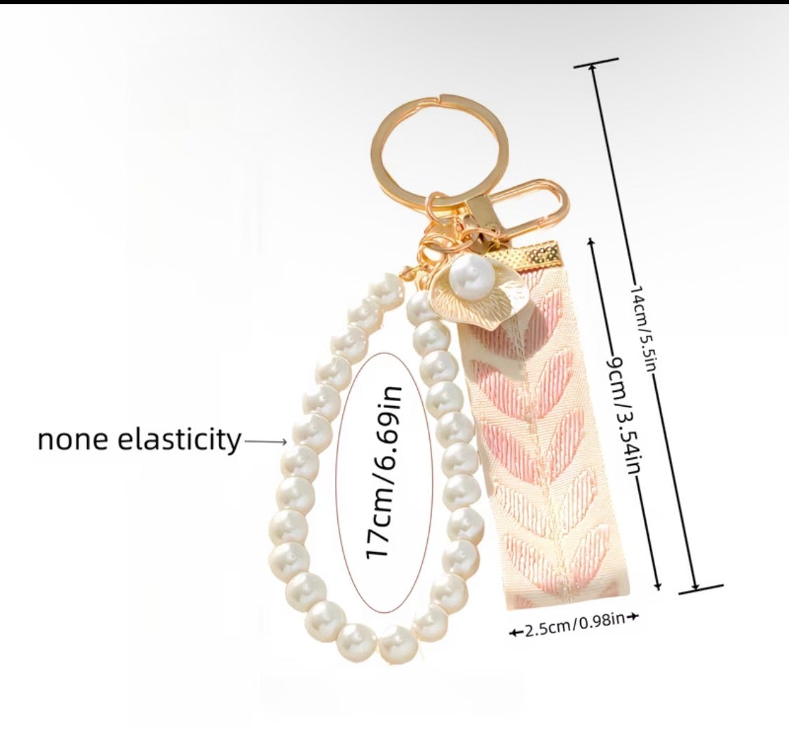Elegant & Woven Ribbon Bag Charm with Fabric Key Ring