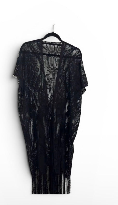 Bohemian Style Women's Embroidered Lace Long Cardigan