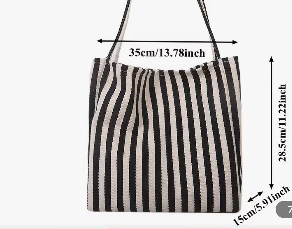 BLUE STYLISH STRIPED TOTE BAG