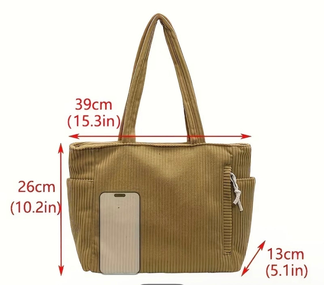 CASUAL CORDUROY HANDBAG/ TOTEBAG