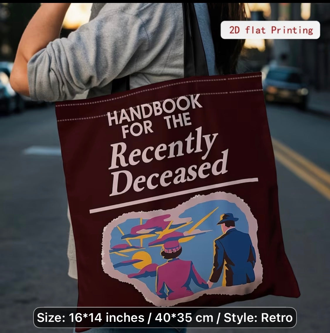"HANDBOOK FOR THE RECENTLY DECEASED" TOTE BAG