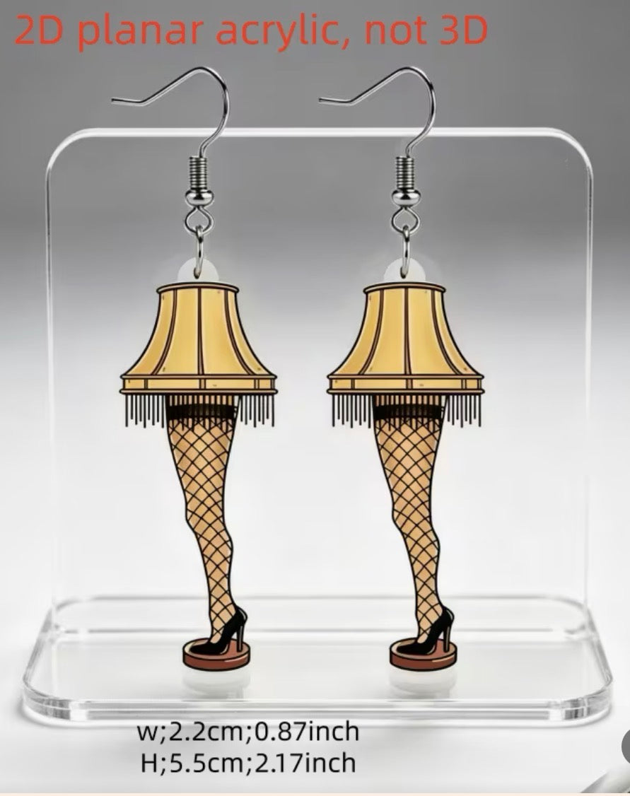 Leg Lamp Dangle Earrings – Novelty Holiday Jewelry