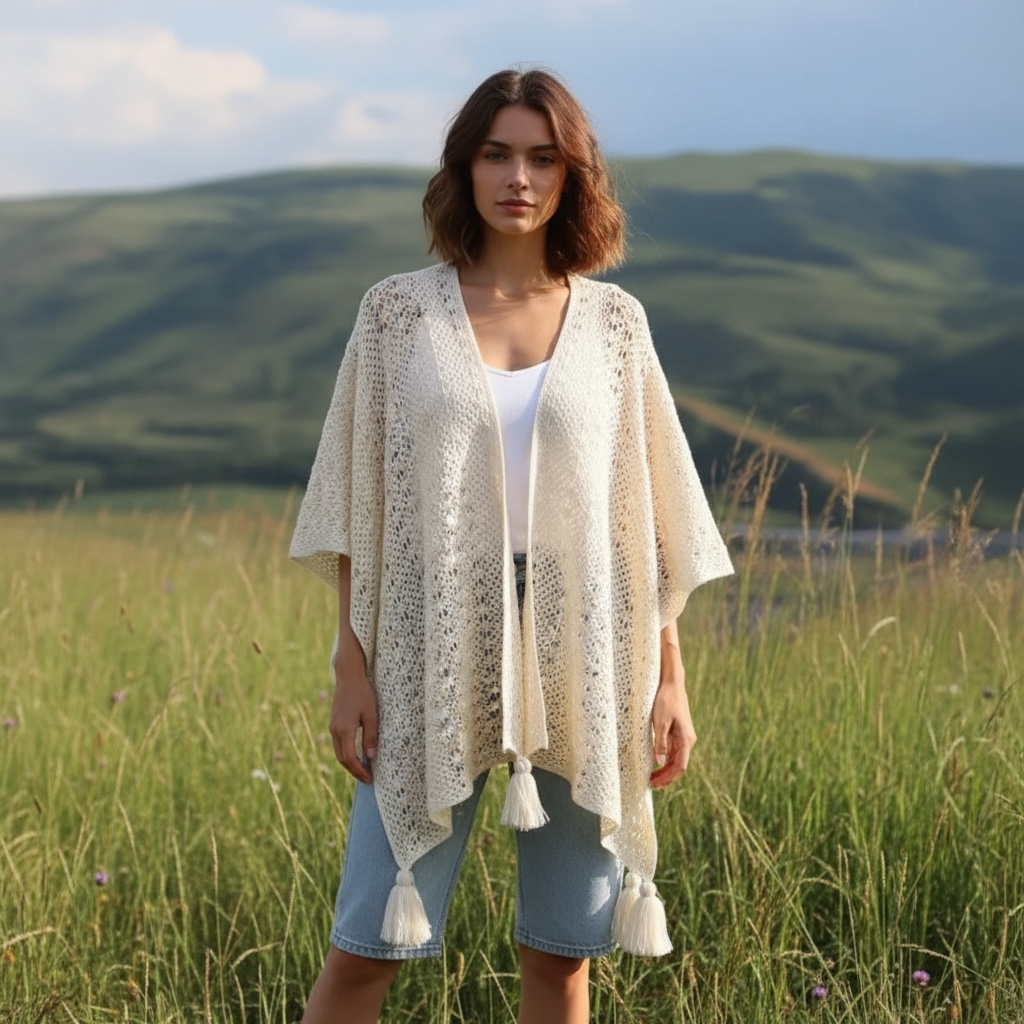 IVORY KNITTED CASUAL CARDIGAN CLOAK