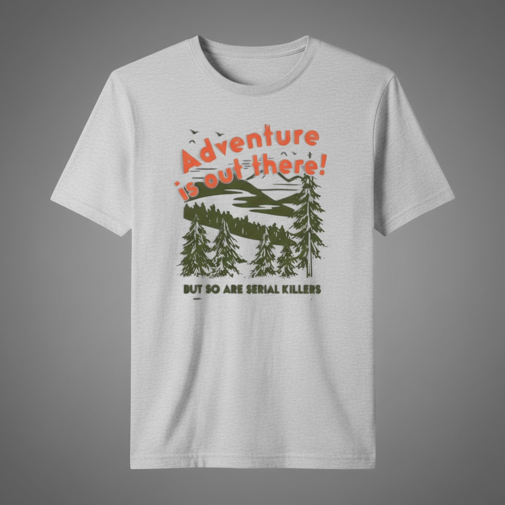 "ADVENTURE IS OUT THERE BUT SO ARE SERIAL KILLERS" T-SHIRT