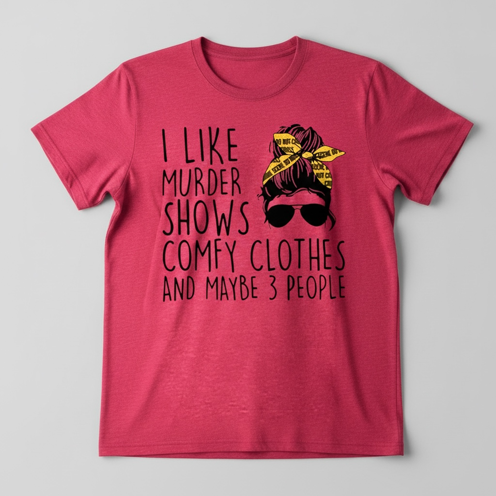 "I LIKE MURDER SHOWS, COMFY CLOTHES, AND MAYBE 3 PEOPLE" T-SHIRT