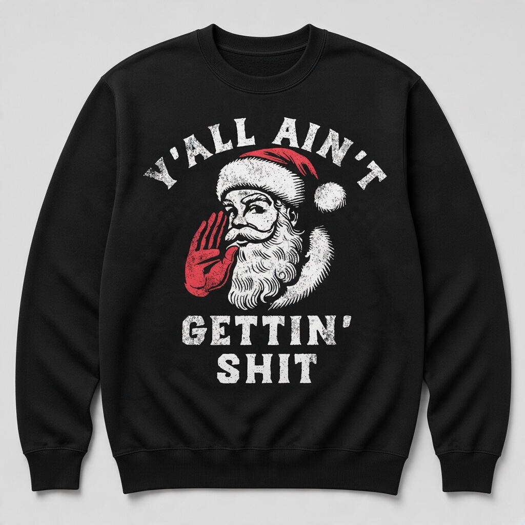 Y’all Ain’t Gettin’ Shit Santa Sweatshirt – Funny Christmas Graphic