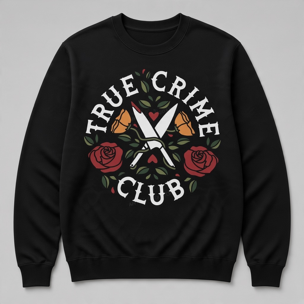True Crime Club Floral Graphic Sweatshirt – Black