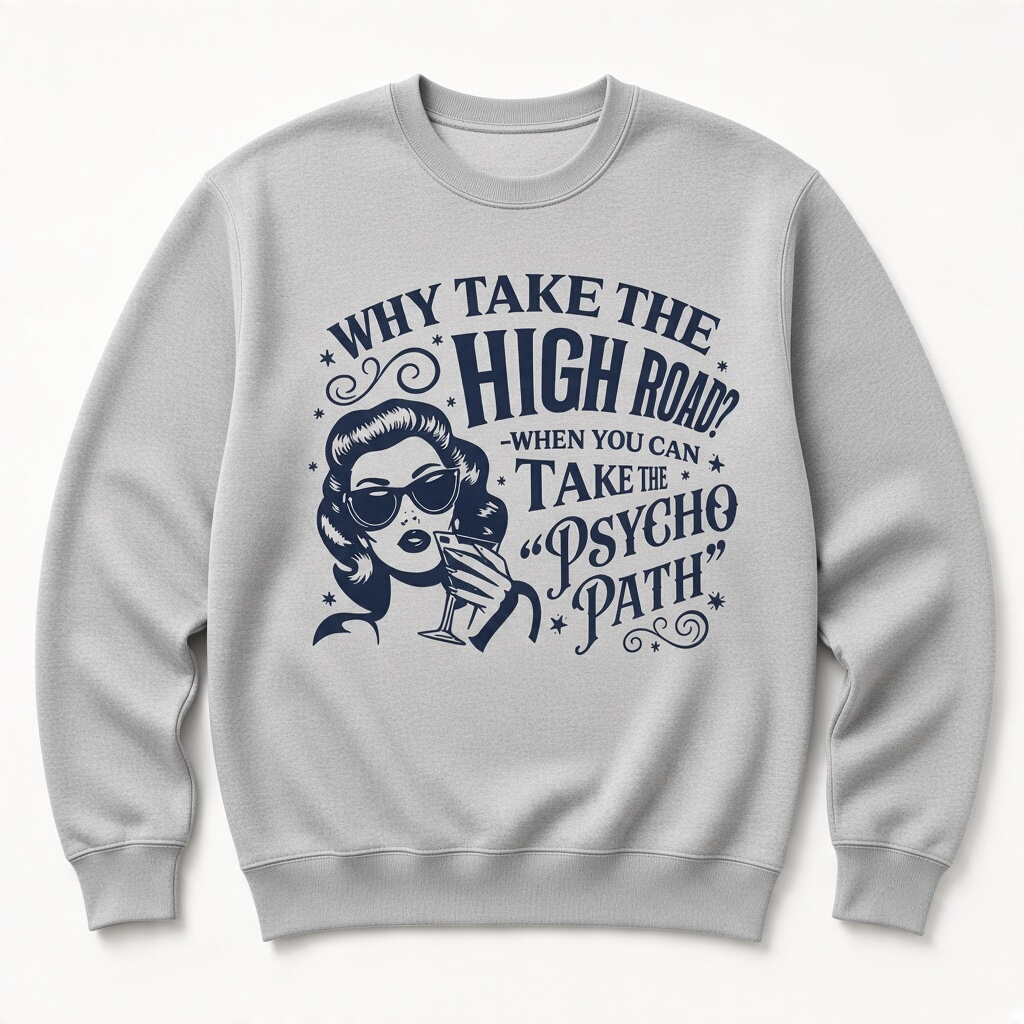 Why Take the High Road Funny Retro Graphic Sweatshirt