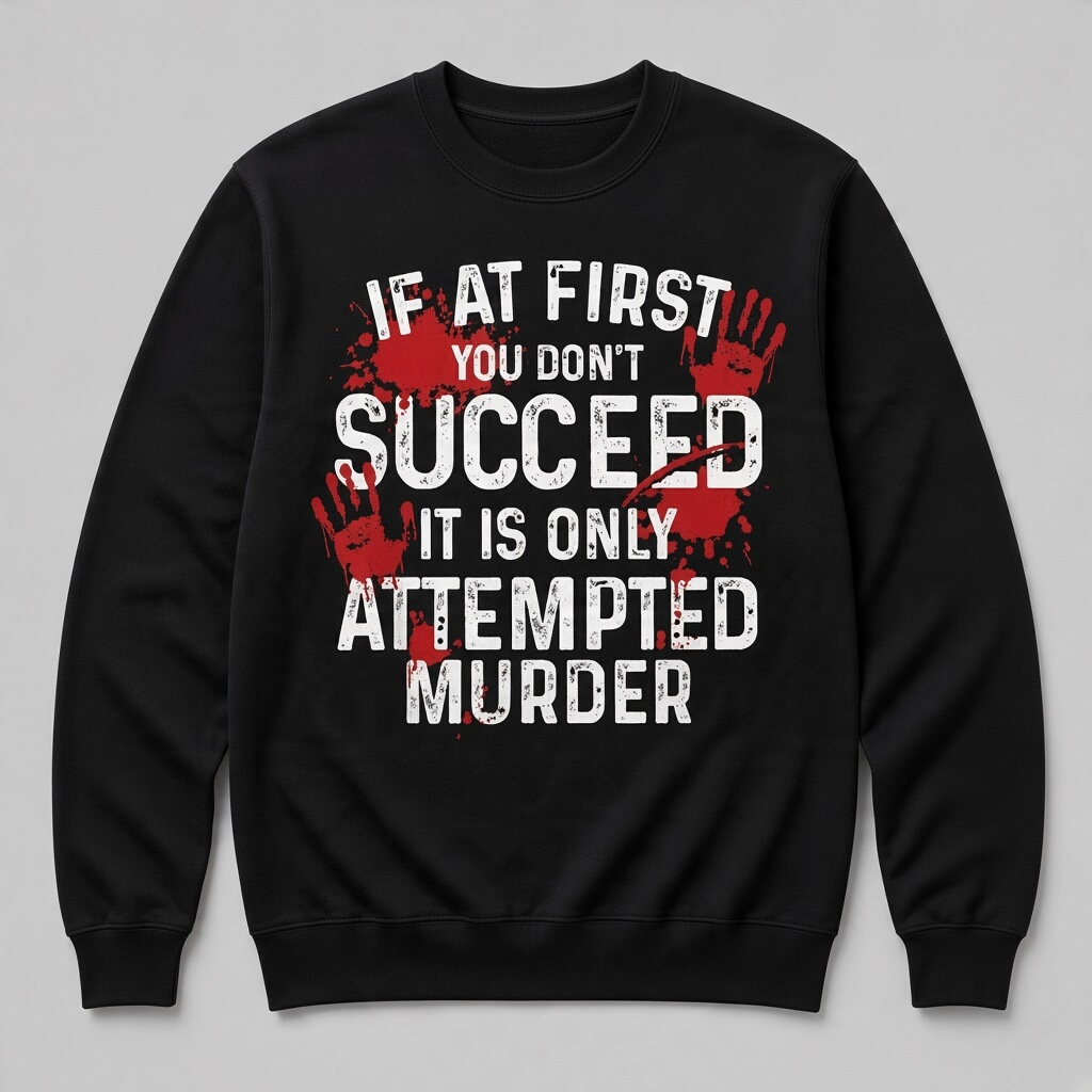 If at First You Don’t Succeed Dark Humor Sweatshirt – Blac