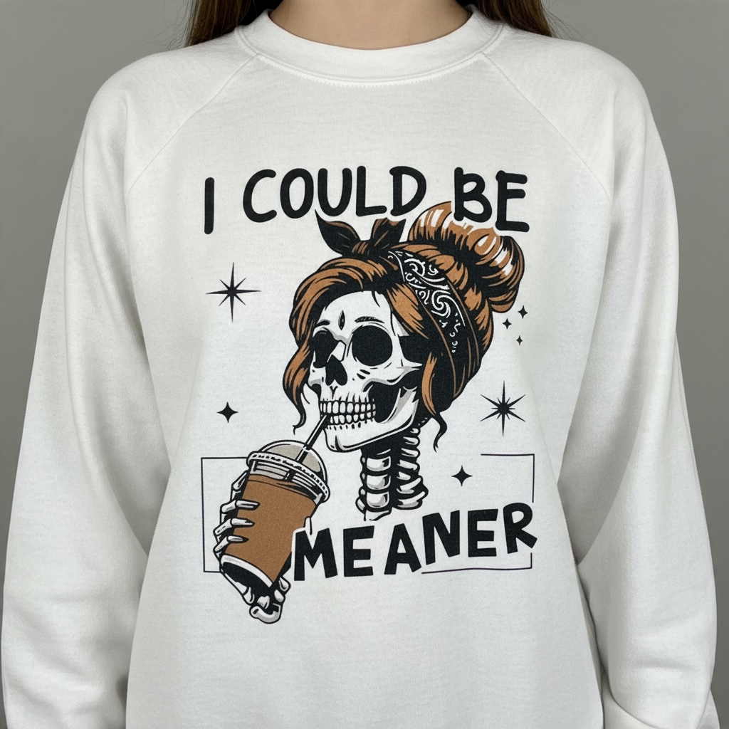 I Could Be Meaner Skeleton Graphic Sweatshirt