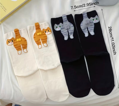 3 PAIRS FUNNY CUTE CAT SOCKS WITH BALLS