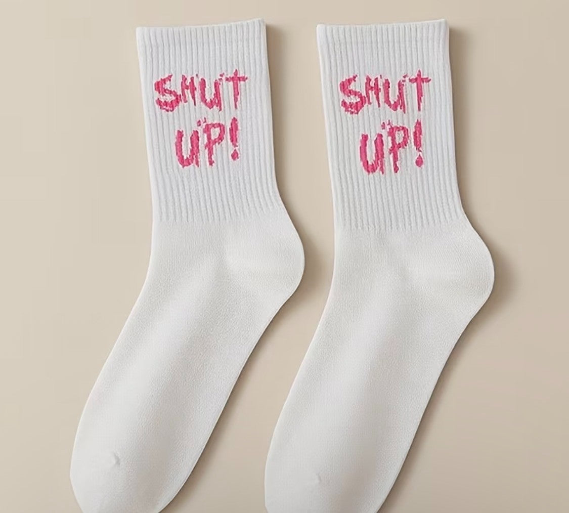 3 PAIRS  "SHUT UP" SOCKS