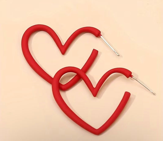 SIMPLE AND DAINTY RED HEART EARRINGS 