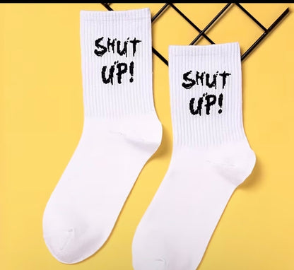 3 PAIRS  "SHUT UP" SOCKS