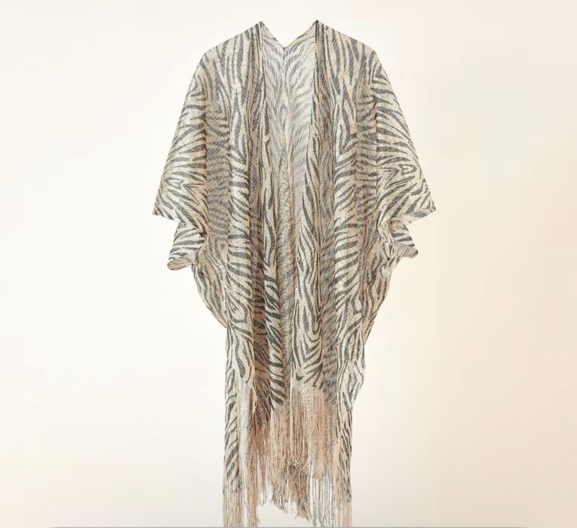 LOVELY  KHAKI ZEBRA KIMONO