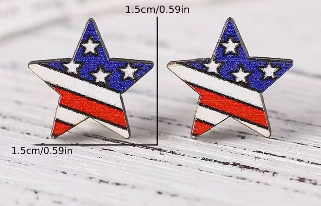 FUN RED, WHITE, AND BLUE STAR EARRINGS 