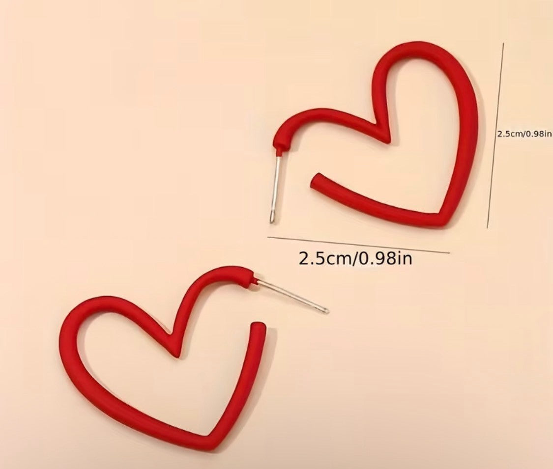 SIMPLE AND DAINTY RED HEART EARRINGS 
