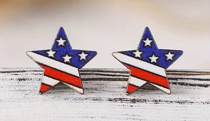 FUN RED, WHITE, AND BLUE STAR EARRINGS 