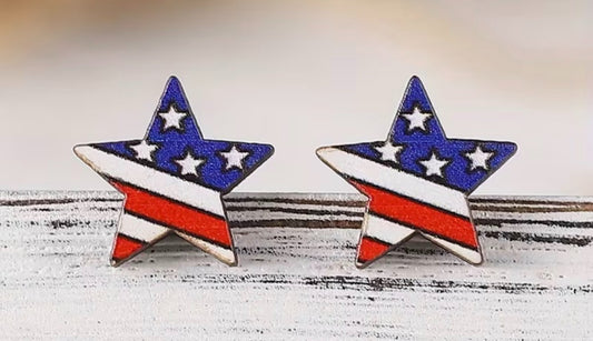 FUN RED, WHITE, AND BLUE STAR EARRINGS 