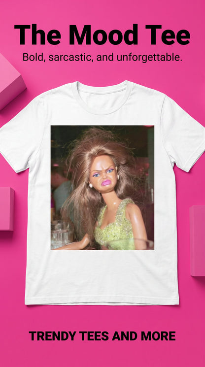 DISTRESSED DOLL FACE MEME T-SHIRT