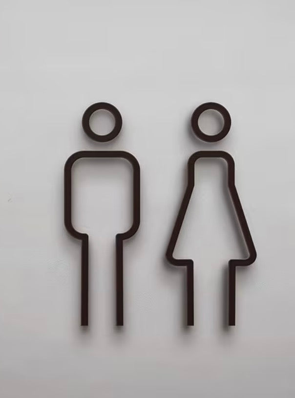 2D Black Toilet Men Women Sign Public Restroom Sign