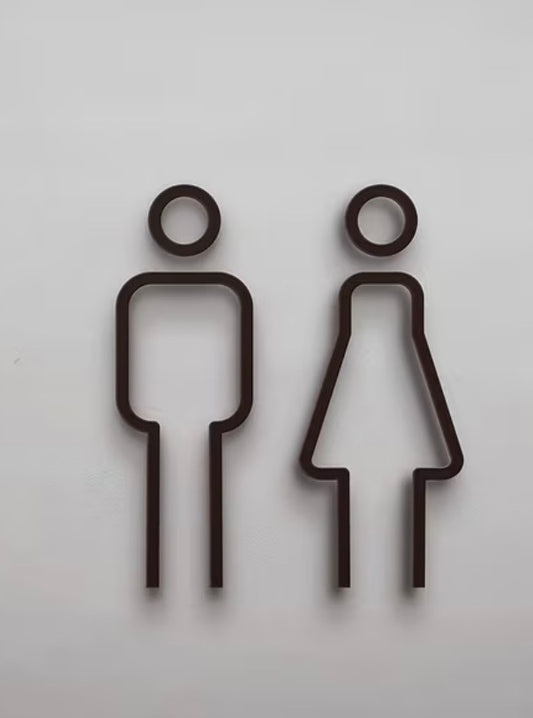 2D Black Toilet Men Women Sign Public Restroom Sign
