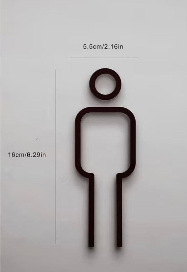 2D Black Toilet Men Women Sign Public Restroom Sign
