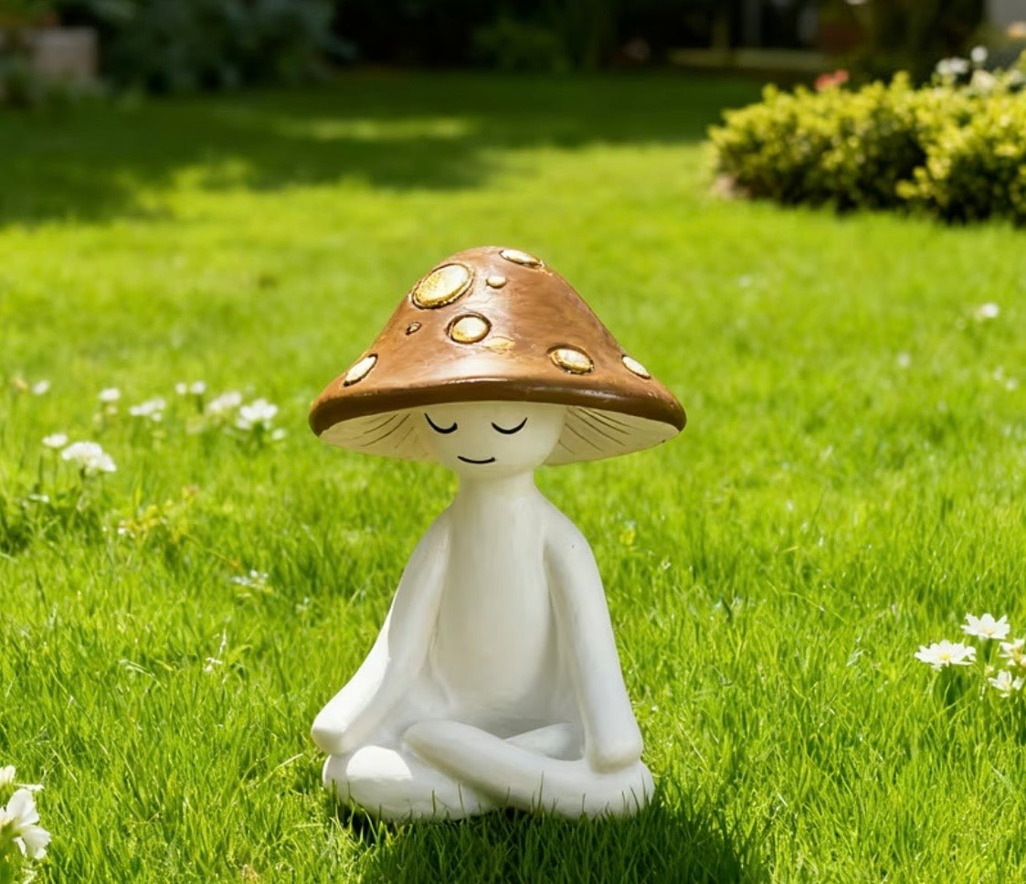 Meditation Mushroom Resin Statue