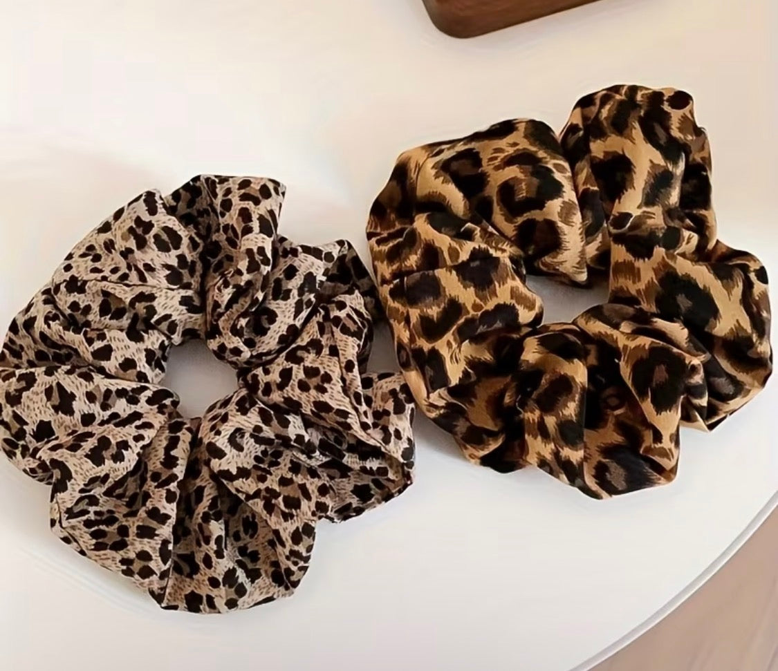 BOHO CHIC LEOPARD PRINT HAIR SCRUNCHIES