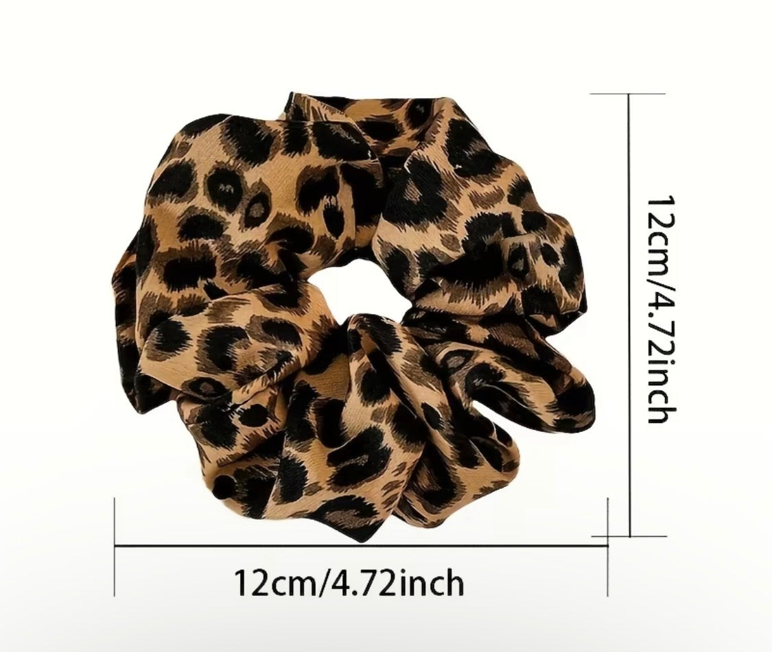 BOHO CHIC LEOPARD PRINT HAIR SCRUNCHIES