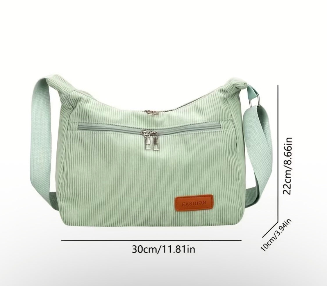 TRENDY  CORDUROY SHOULDER PURSE
