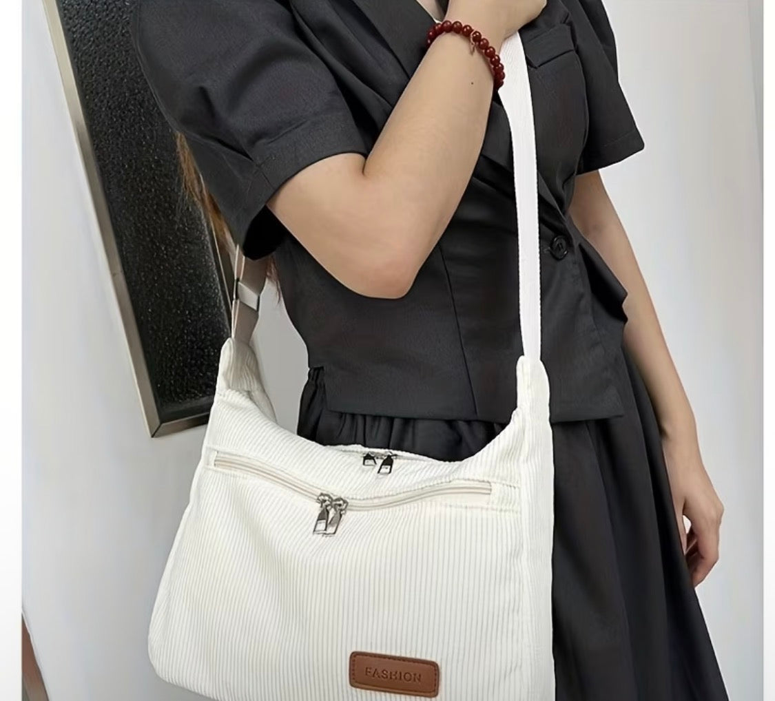 TRENDY  CORDUROY SHOULDER PURSE