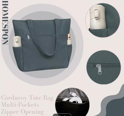 WOMEN'S CORDUROY TOTE BAG