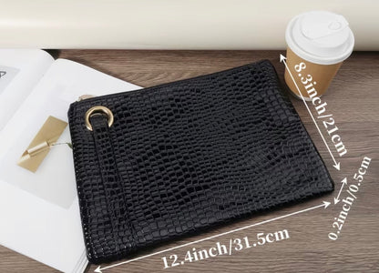 STYLISH SOLID COLOR HANDBAG WITH WRIST STRAP
