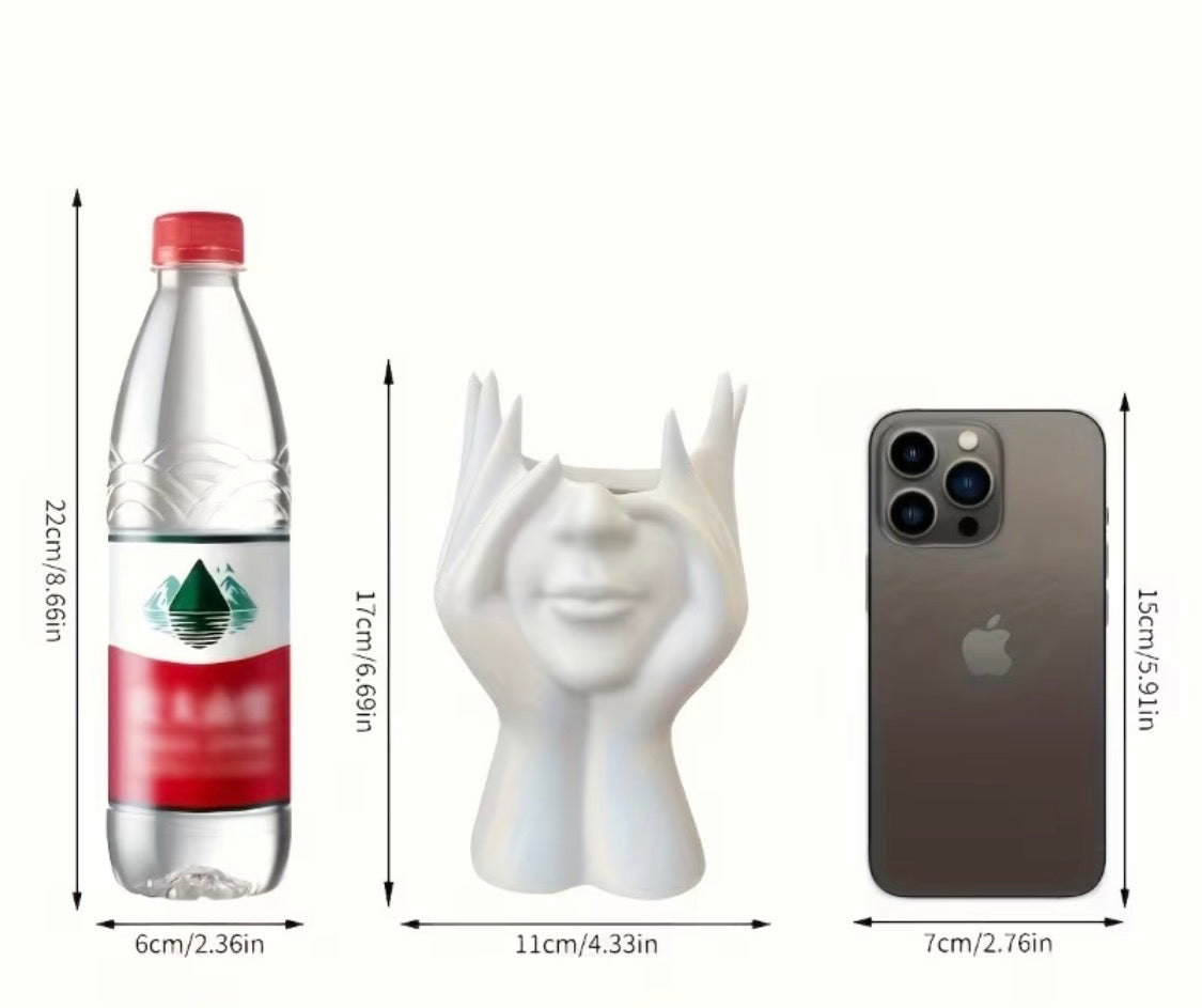 Creative Face Makeup Brush Holder - Whimsical Human Head Design