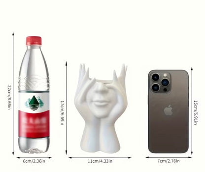 Creative Face Makeup Brush Holder - Whimsical Human Head Design
