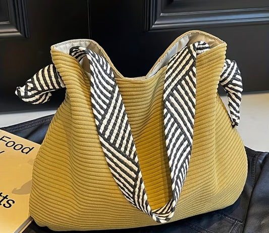 New Soft Wide Strap Corduroy Fashion Casual Shoulder Bag