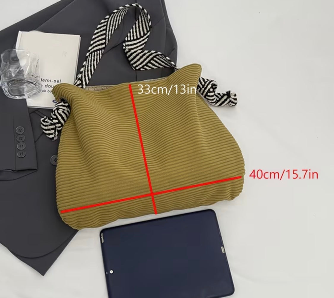 New Soft Wide Strap Corduroy Fashion Casual Shoulder Bag