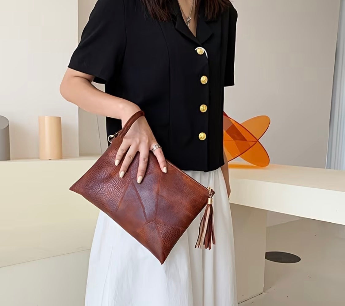Textured Retro Bag Women's New Texture Design Underarm Bag Fashion Tassel Pleated Shoulder Bag