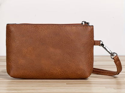 No import chargesVintage-Style Zippered Clutch Bag, Wristlet Handbag with Wrist Strap for Phones And Wallets
