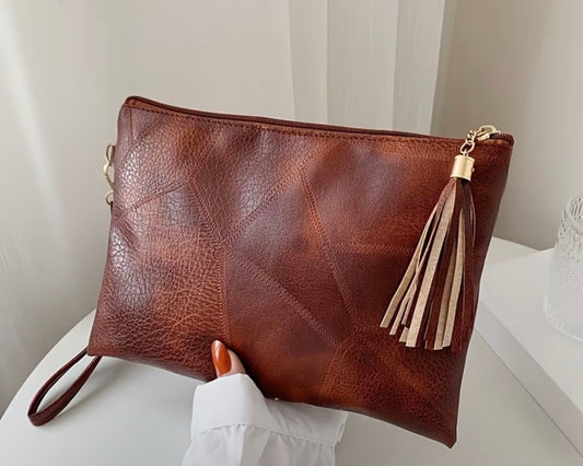Textured Retro Bag Women's New Texture Design Underarm Bag Fashion Tassel Pleated Shoulder Bag