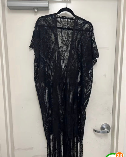 Bohemian Style Women's Embroidered Lace Long Cardigan